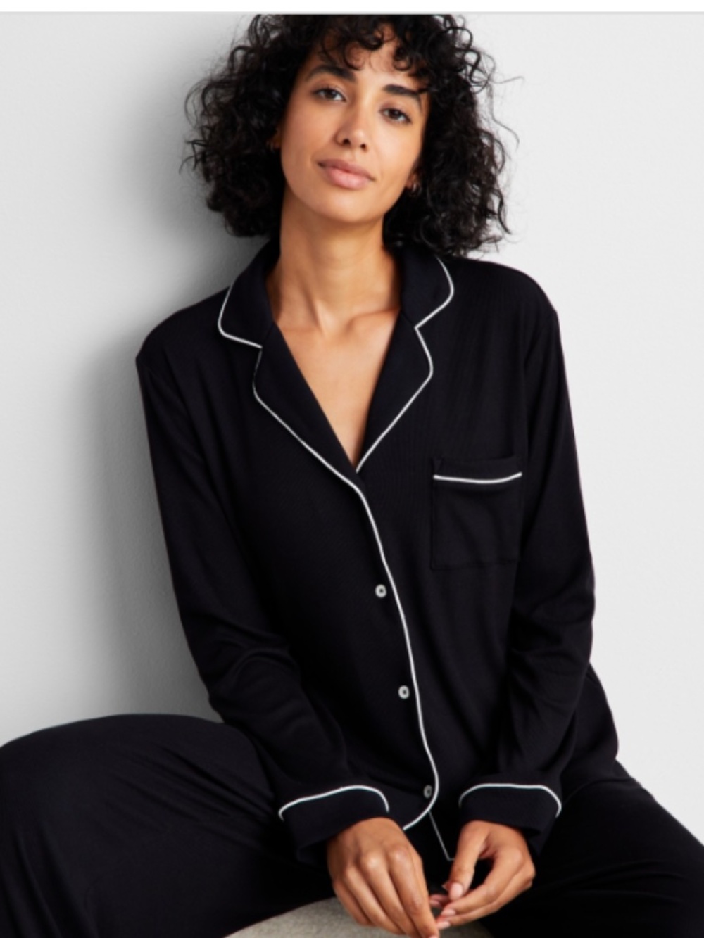 State of Day Women's Ribbed Notched-Collar Pajamas TOP